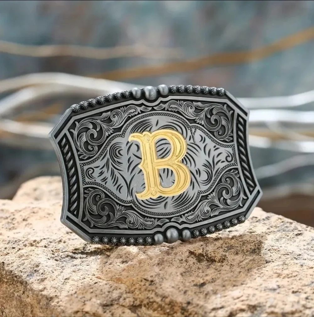 Men's Monogram B Cowboy Western Belt Buckle